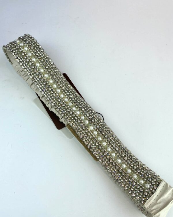 Cinto couro cristais e pérolas IORANE (nunca usado) - P