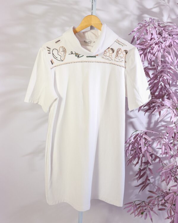 Vestido midi malha branco com bordado DRESS TO - M