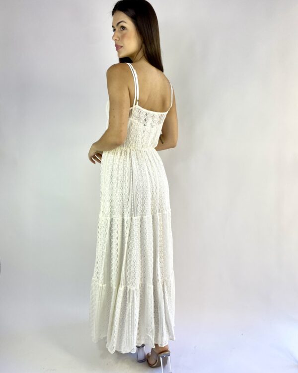 Vestido longo branco com renda MIXED - P