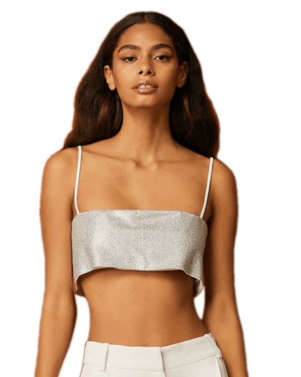 Cropped bordado brilho prata IORANE - 40 *nunca usado/colecao atual*