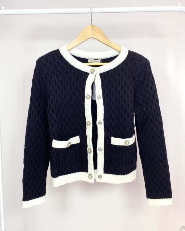 Casaco de tricot preto com detalhe branco PRIMART *nunca usado* - P