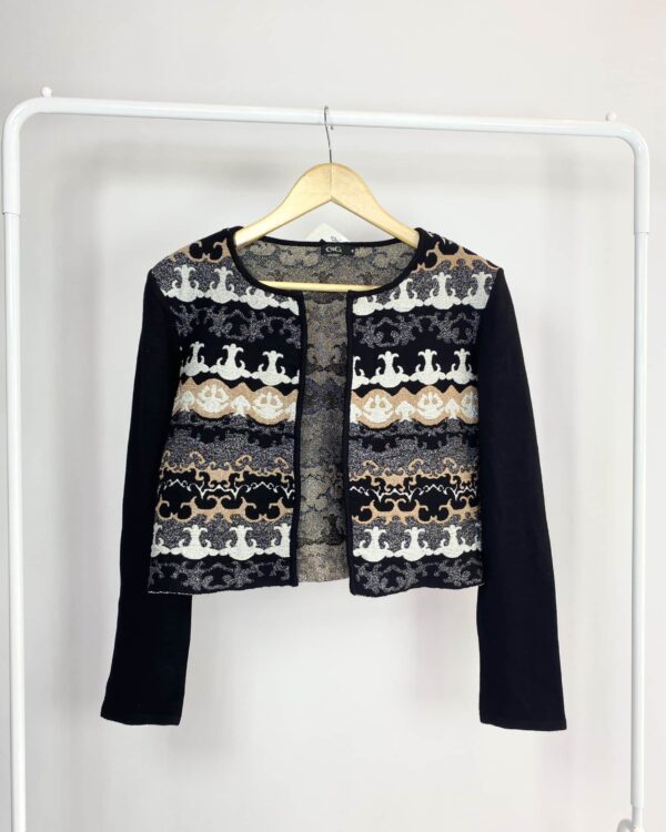 Casaco preto estamp com fios de lurex GIG - M- vendido sistema otto