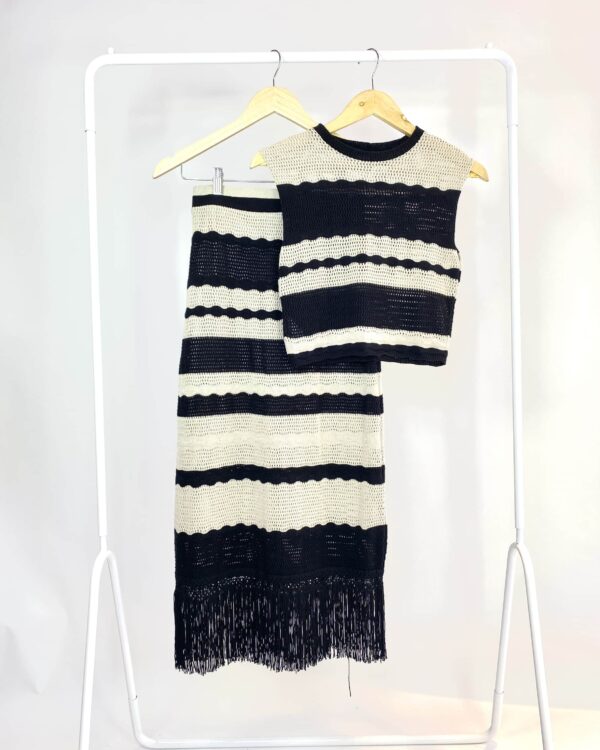 Conjunto cropped e saia listrado tricot LEZ A LEZ - P