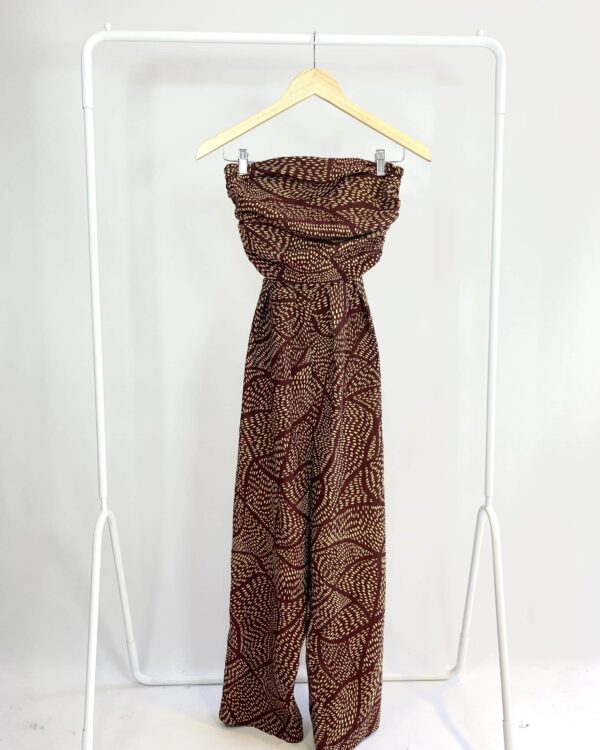 Macacão pantacourt sem alça vinho com estampa creme A. NIEMEYER - 36