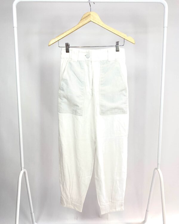 Calça jogger linho off-white com detalhes em veludo cotelê DRESS TO - 36