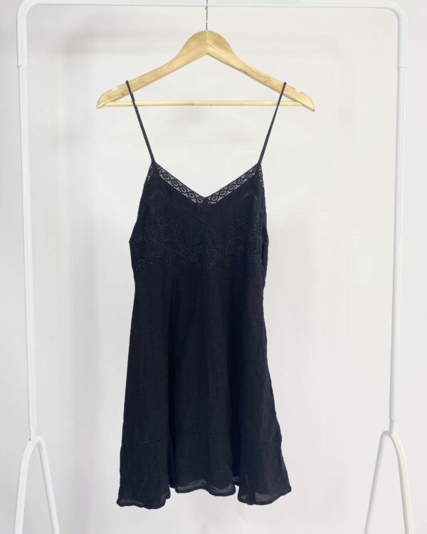 Vestido algodão detalhe laise preto ZARA - PP