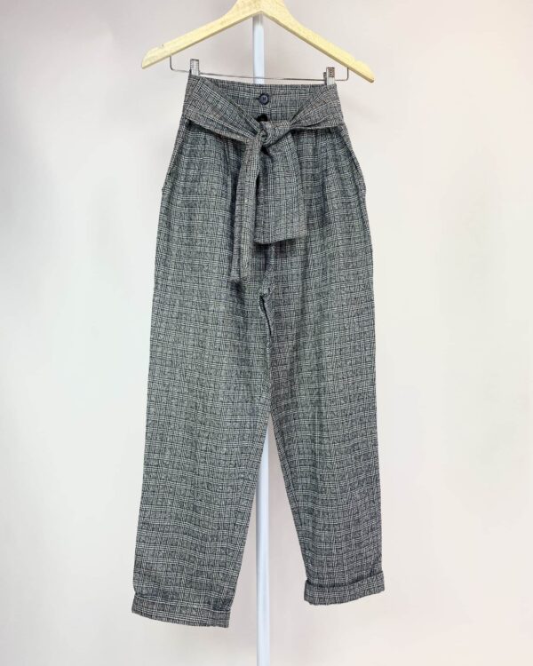 Calça algodão clochard xadrez cinza MUYGUAPPA - PP