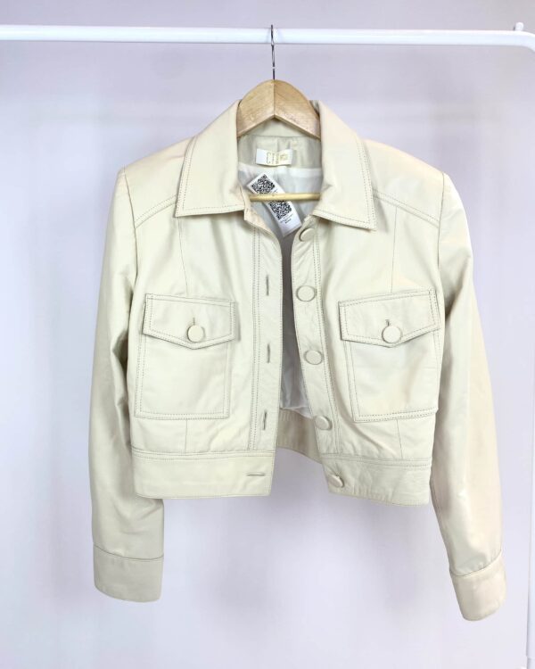 Jaqueta de couro bege CT BRAND - P