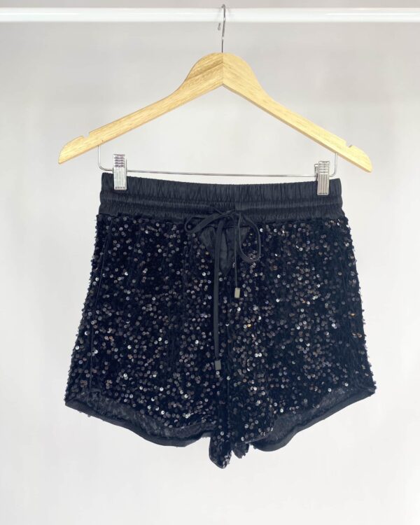 Short paete detalhe acetinado preto OPEN - P * coleção atual*
