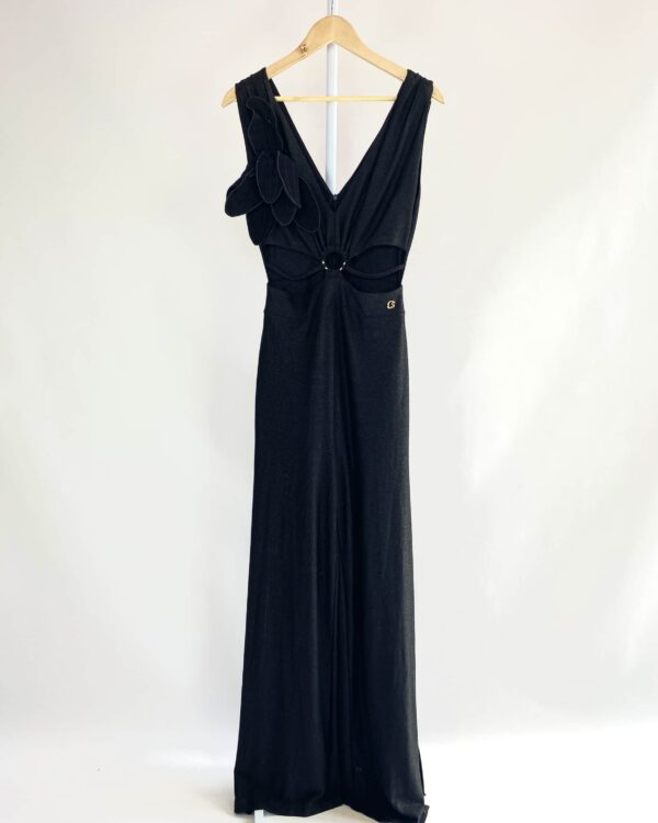 Macacão recortes na cintura preto com lurex CARMEN STEFFENS - P ( NUNCA USADO)