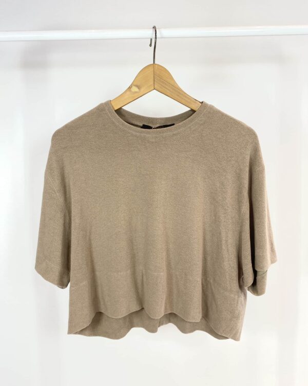 Blusa cropped bege com textura ANIMALE - G