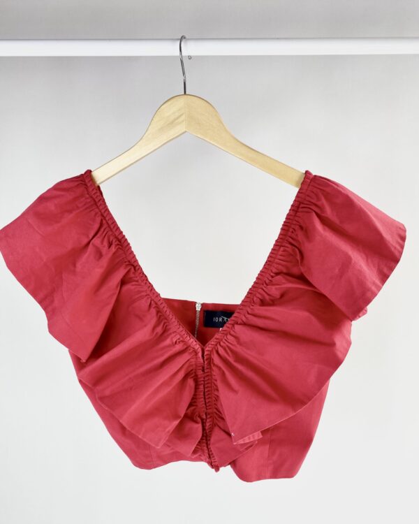 Top algodão decote V babados IORANE - PP