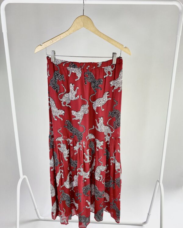 Saia midi crepe de viscose vinho estampa onças IORANE - 38