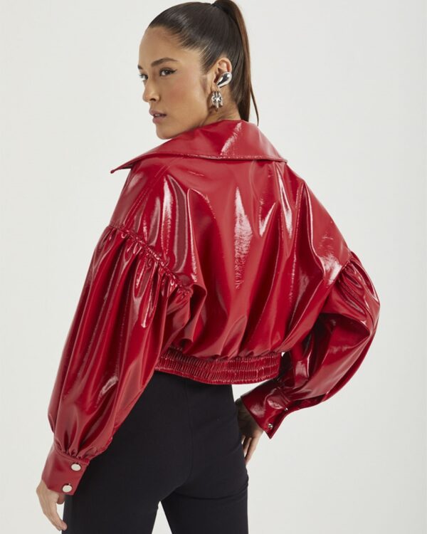 Conjunto jaqueta e calça vinil vermelho COLCCI - 38 *coleção atual*
