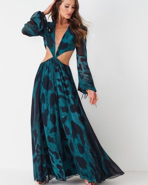 Vestido longo estamp onça AGILITA - 36