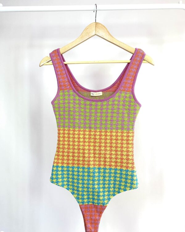 Body tricot pied de poule colorido com fios de lurex NV - M