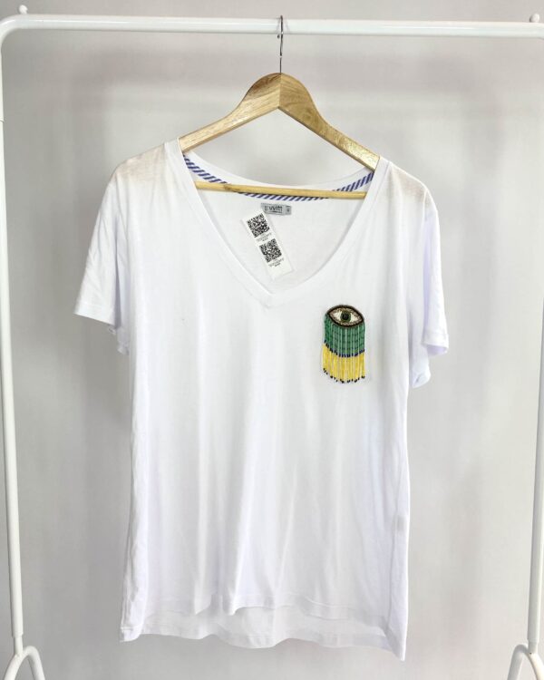 T-shirt branca bordado olho com canutilhos WITT - G