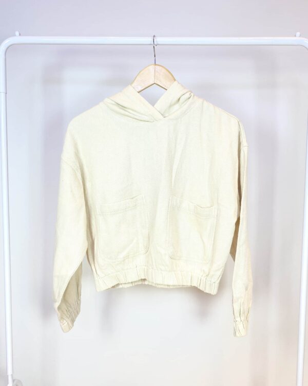 Casaco algodão cropped bege com capuz ZARA - PP - VENDIDO SISTEMA OTO