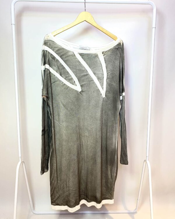 Vestido malha estonada cinza e off MARA MAC - G