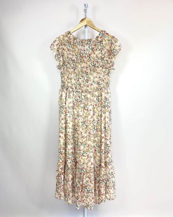 Vestido midi bege estampa floral laranja ZARA - M