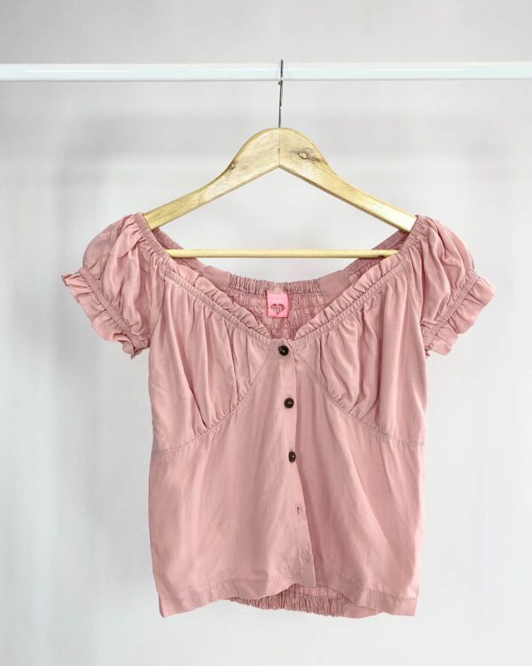 Blusa rosinha botões na frente e lastéx nas costas MUNDO LOLITA - P