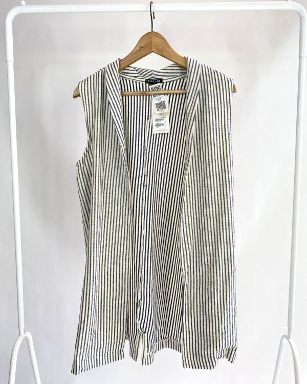 Colete algodão alongado listras branco e azul ZINZANE - P *nunca usado*