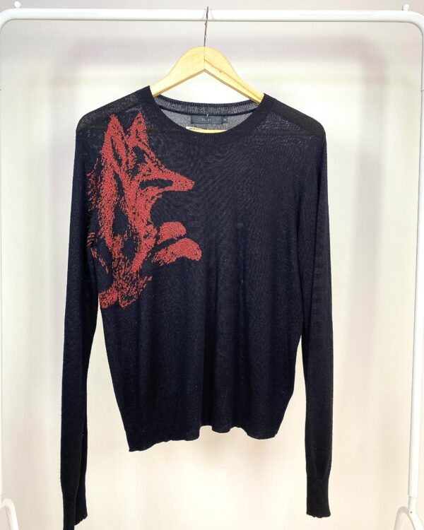 Blusa de tricot preta com fios de lurex vermelho ELLUS - P