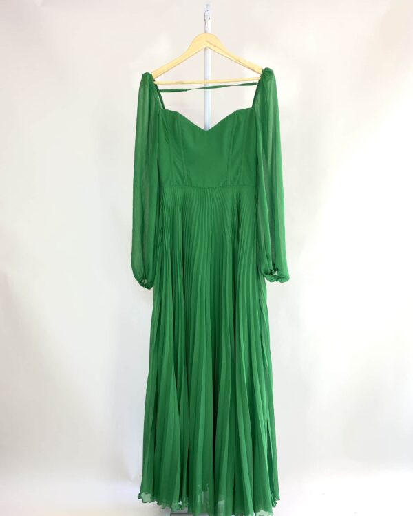 Vestido verde com manga e drapeado e manga AGILITA - 36