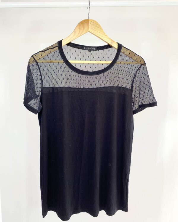 Blusa malha preta detalhe tule LE LIS BLANC - M - VENDIDO SISTEMA OTO