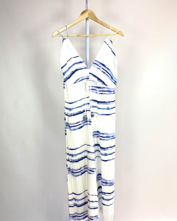 Macacão pantacourt off white estampa azul decote costas DRESS TO - P