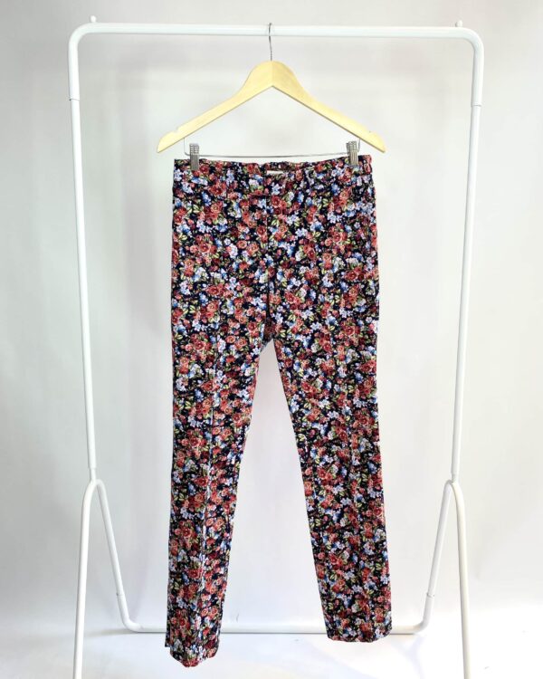Calça algodão com elastano preta com estampa floral MIXED - 40 *VENDIDO SISTEMA OTO*