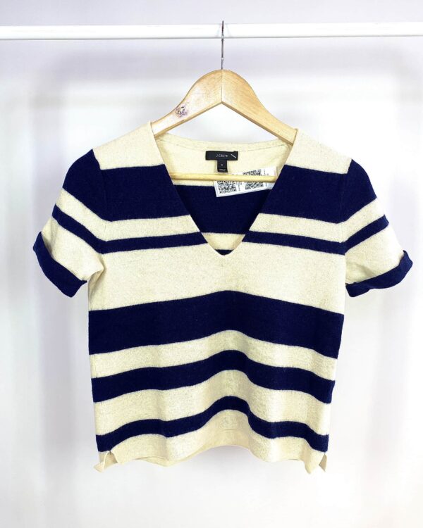 Blusa bege com listras azuis J CREW - P - VENDIDO SISTEMA OTO