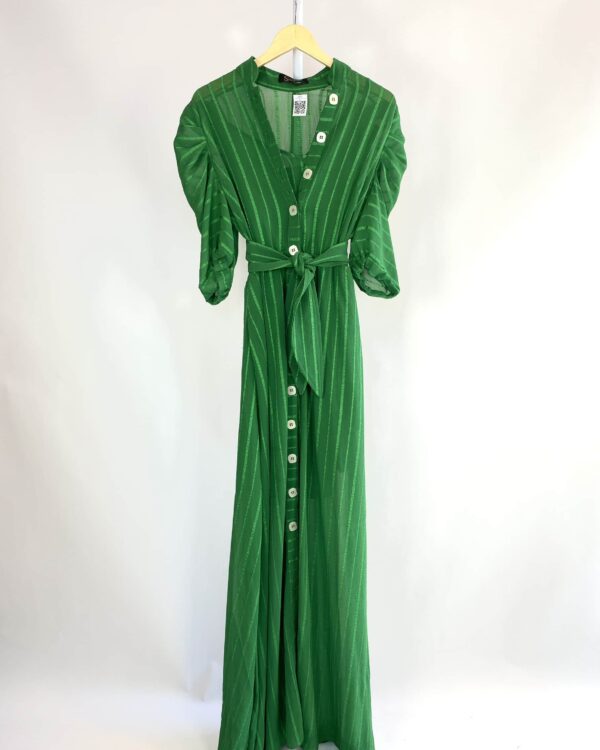 Vestido longo verde botões na frente SKAZI - G
