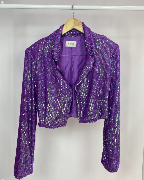 Blusa curta lilás de paete LA CHOCOLÊ - P - VENDIDO SISTEMA OTO