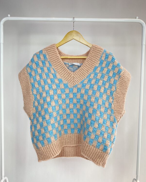 Colete de tricot azul e rosa ZARA - P - VENDIDO SIST OTO