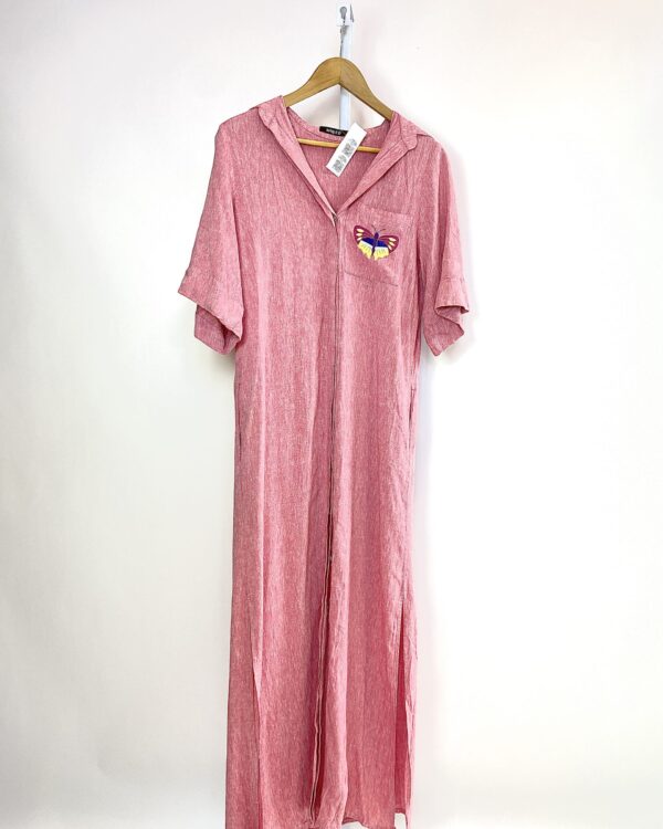 Chemise longa rosa bordado borboleta no bolso MIXED - 38