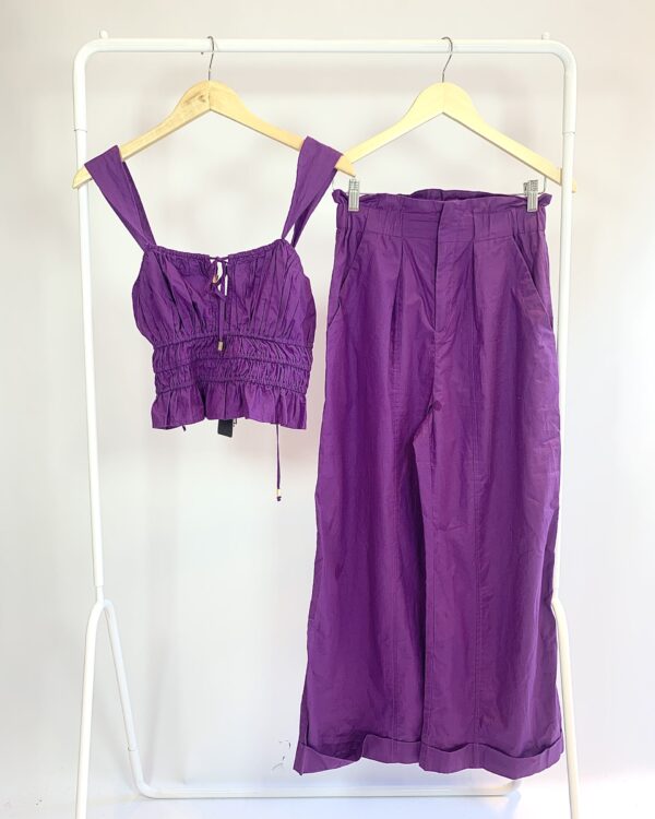 Conjunto cropped franzido e calça clochard algodão uva ANIMALE - 36