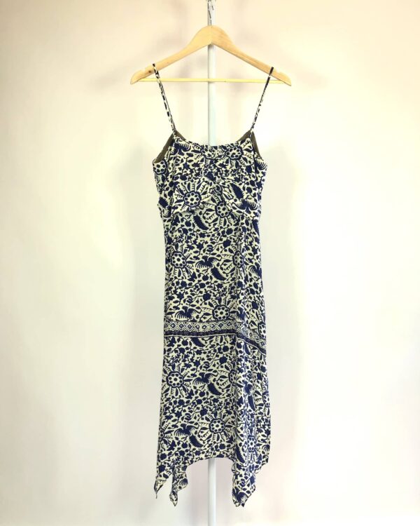 Vestido midi branco com estamp azul de seda ATEEN - 40