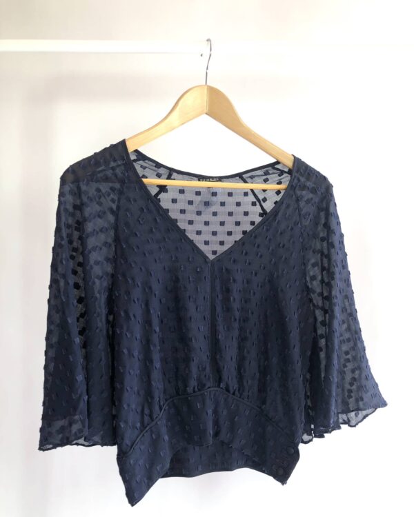 Blusa azul marinho manga flare LE LIS BLANC - 40 - VENDIDO SISTEMA OTOVENDIDO SISTEMA OTO