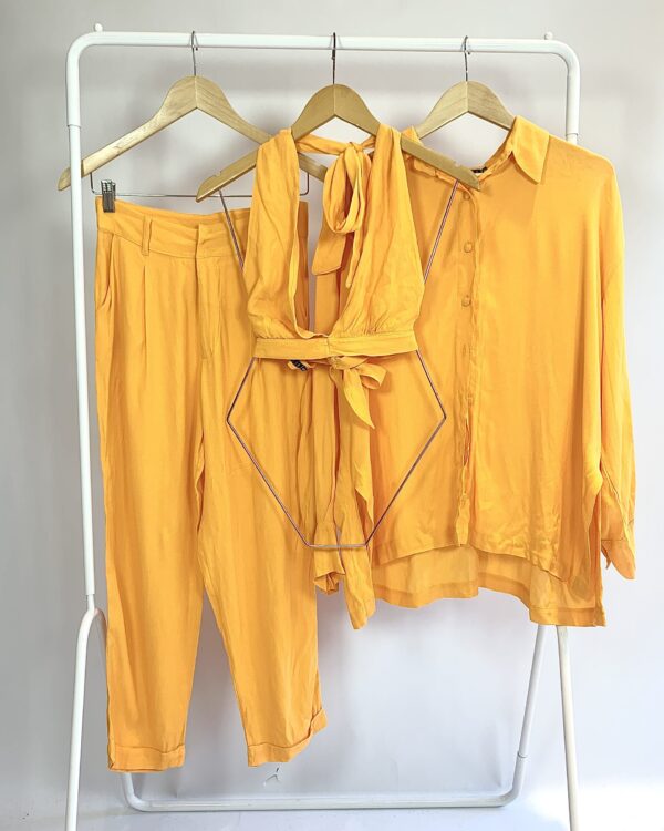 Trijunto calça camisa e top laranja LETIH - P - VENDIDO SISTEMA OTO
