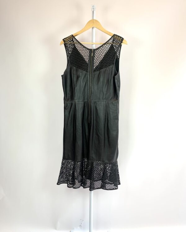 Vestido couro preto detalhe tela LE LIS BLANC - 42 - VENDIDO SISTEMA OTO