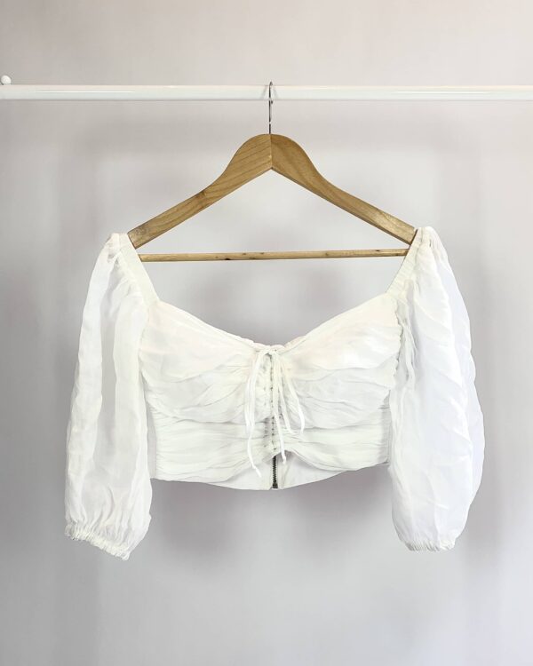 Cropped linho manga bufante branco A.BRAND - 38 - VENDIDO SISTEMA OTTO