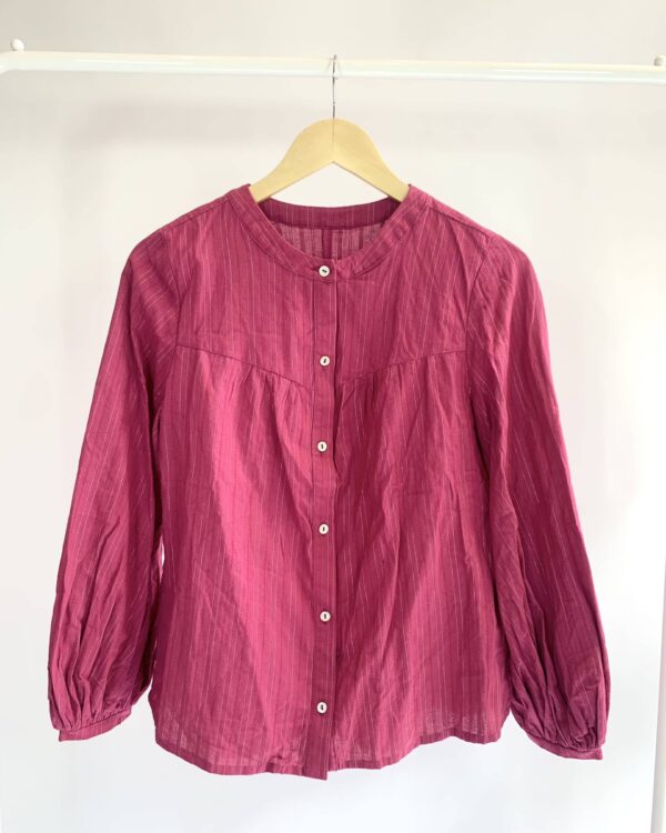 Camisa pala fucsia fios lurex com manga bufante MARIA FILÓ - M