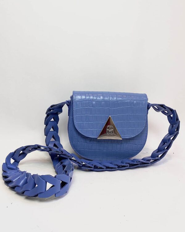Bolsa pequena azul couro croco alça trançada SCHUTZ - U