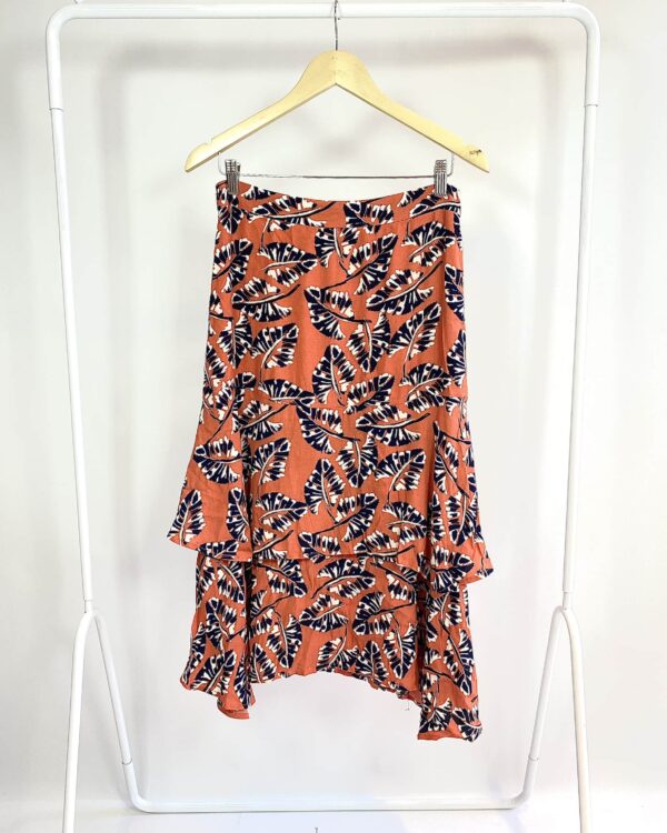 Saia midi laranja estampada ATEEN - M