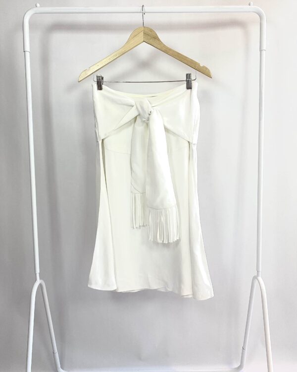 Saia midi evase off pala e faixa na cintura com franjas LE LIS BLANC - 40 - VENDIDO SISTEMA OTO