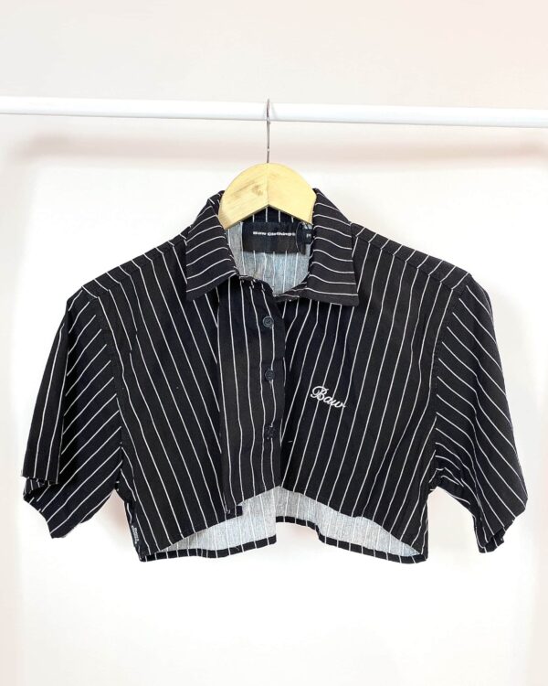 Camisa cropped listras p&b BAW CLOTHING - PP - VENDIDO SISTEMA OTO