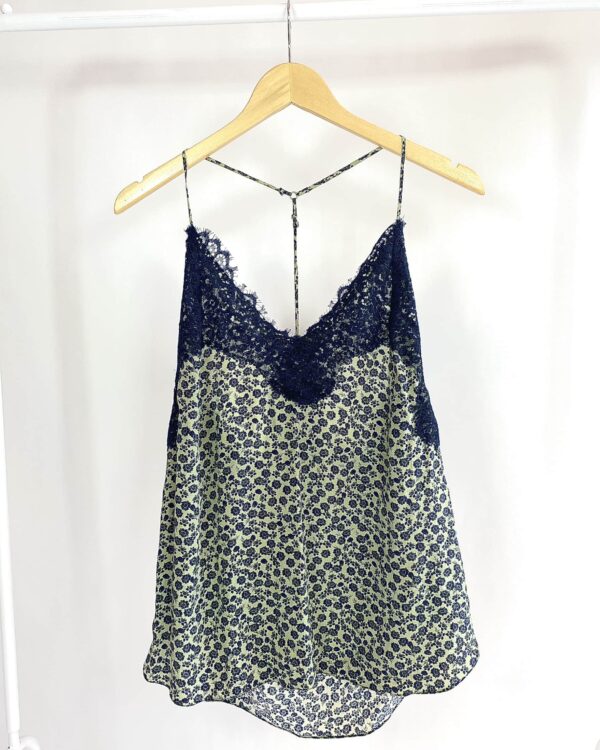 Regata de seda verde com estamp flor seda ANIMALE - 42