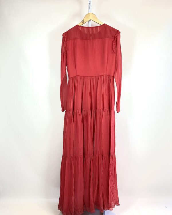 Vestido longo vermelho de manga comprida AYA - M