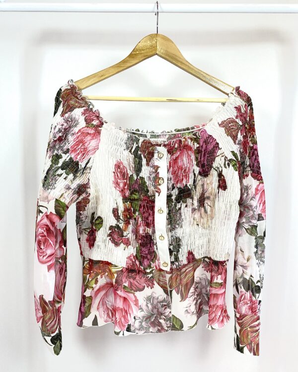Blusa branca com estamp flores AGILITA - 42 - VENDIDO SIST OTO